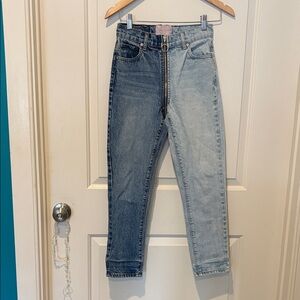 GUC- Revice Two-Tone Blue Women's Jeans with full-zipper from front to rear, 24